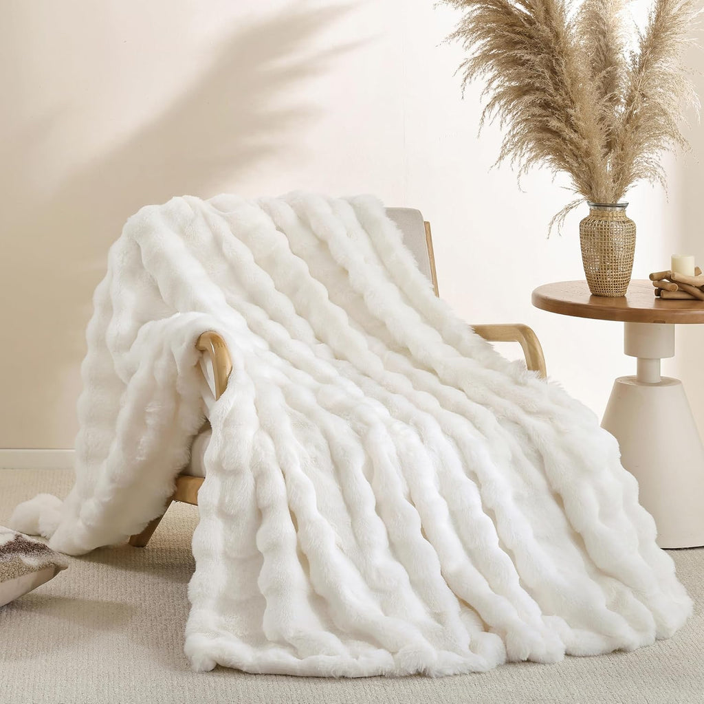 Luxury Chenille Throw Blanket with Tassel Edges