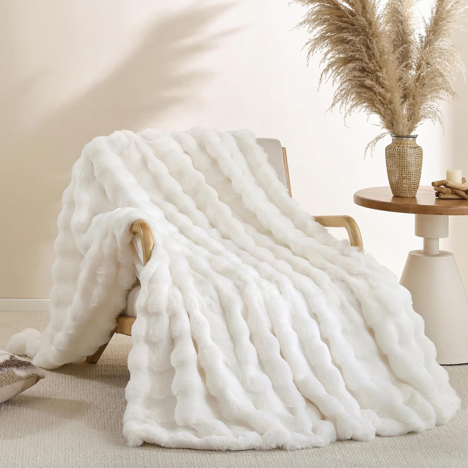 Luxury Chenille Throw Blanket with Tassel Edges