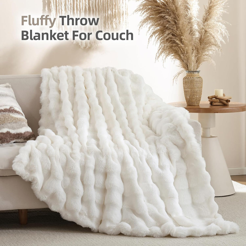Luxury Chenille Throw Blanket with Tassel Edges