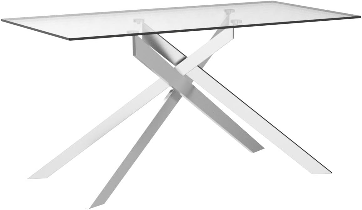 Contempo Glass Dining Table with Stainless Steel Frame