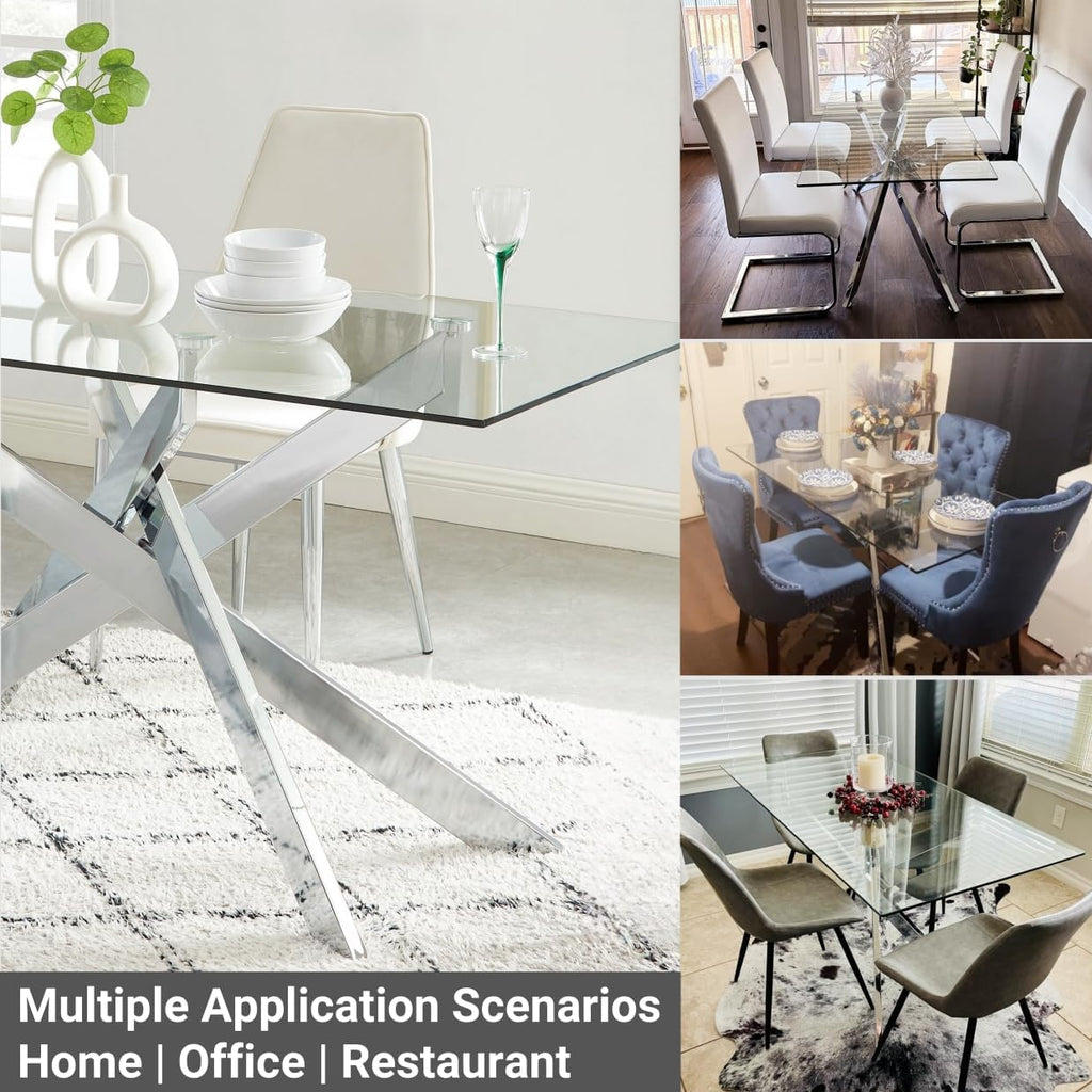 Contempo Glass Dining Table with Stainless Steel Frame