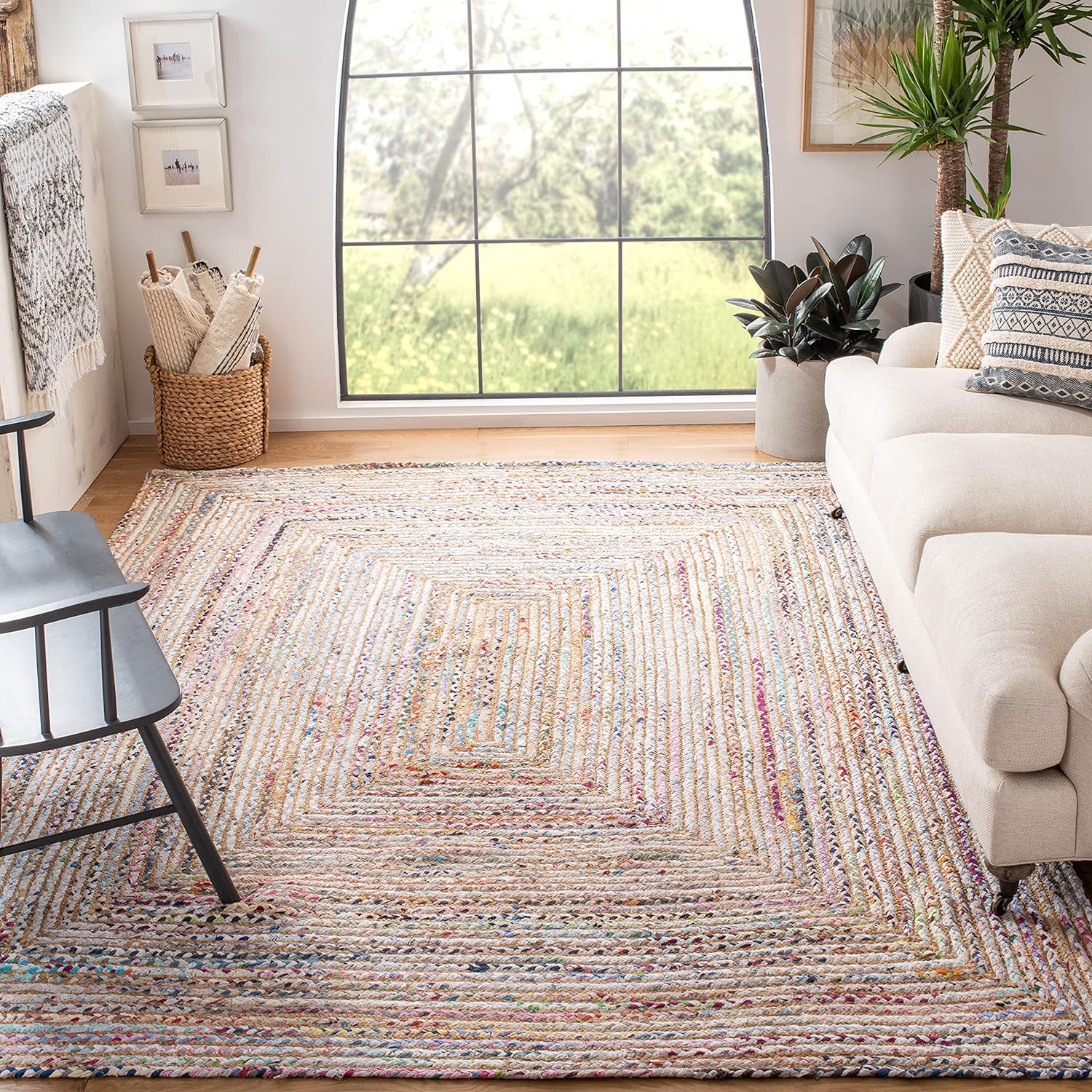 Artisan Handwoven Area Rug – Neutral Geometric Pattern