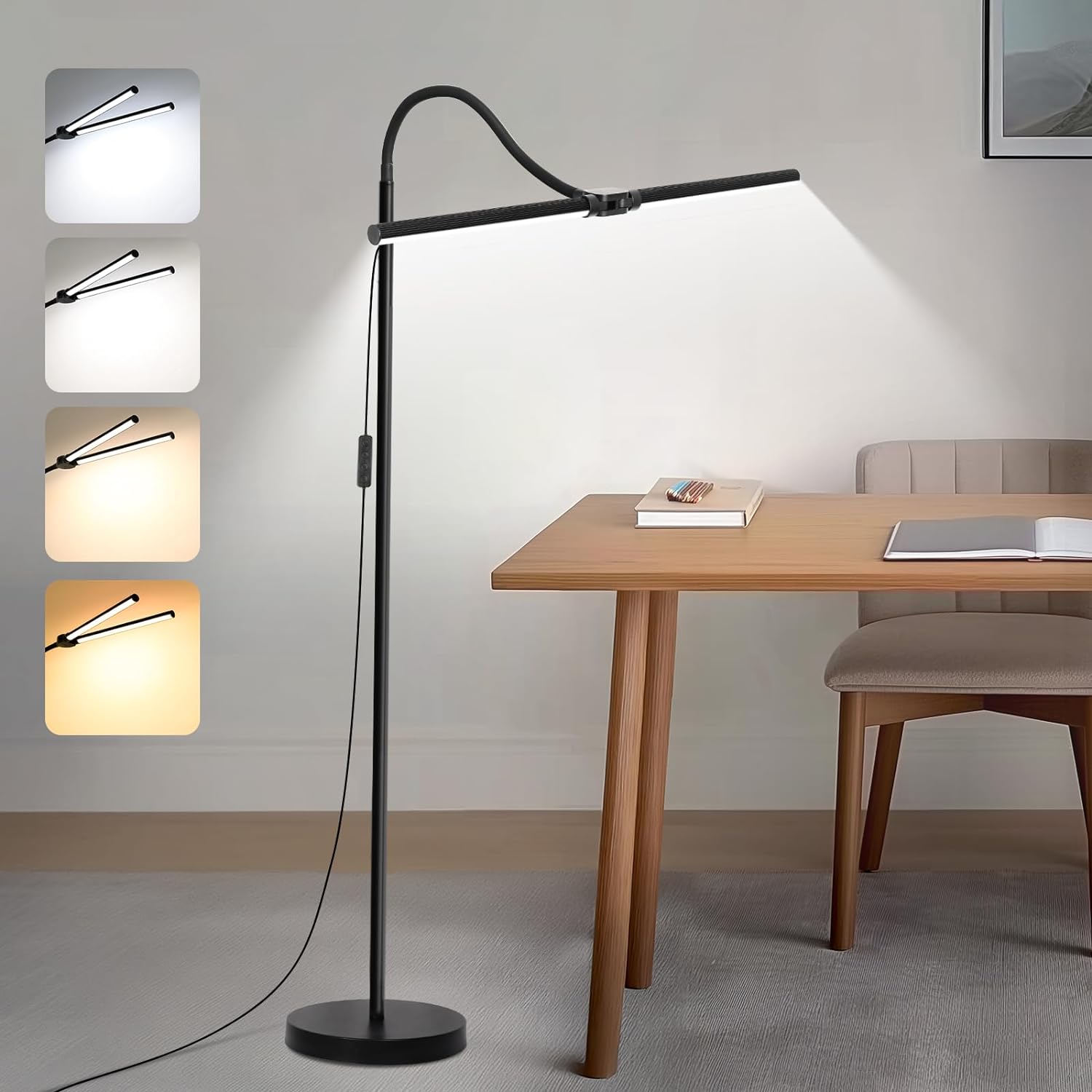 Minimalist LED Floor Lamp with Adjustable Arm