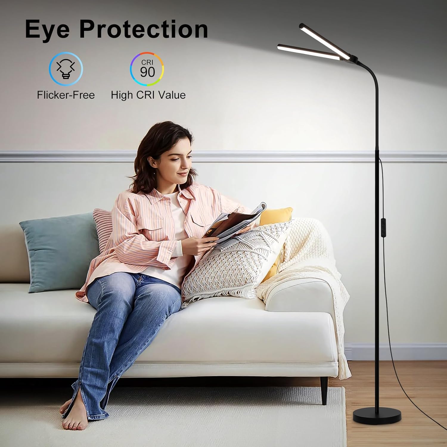 Minimalist LED Floor Lamp with Adjustable Arm