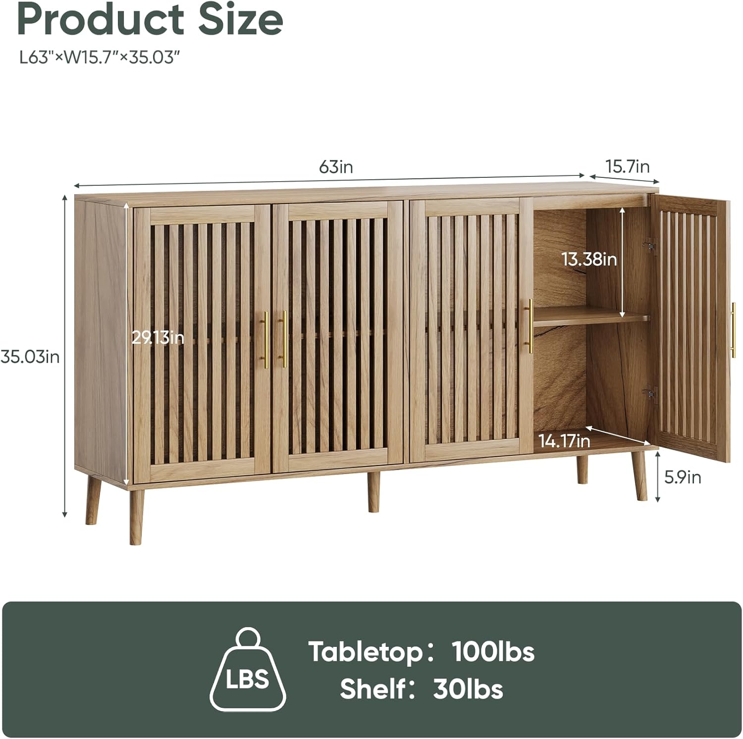 Handcrafted Oak Sideboard with Soft-Close Drawers