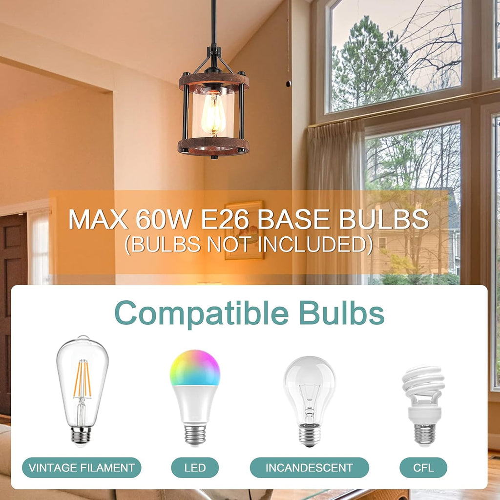 Nordic Pendant Light Fixture – Handcrafted Wood & Glass