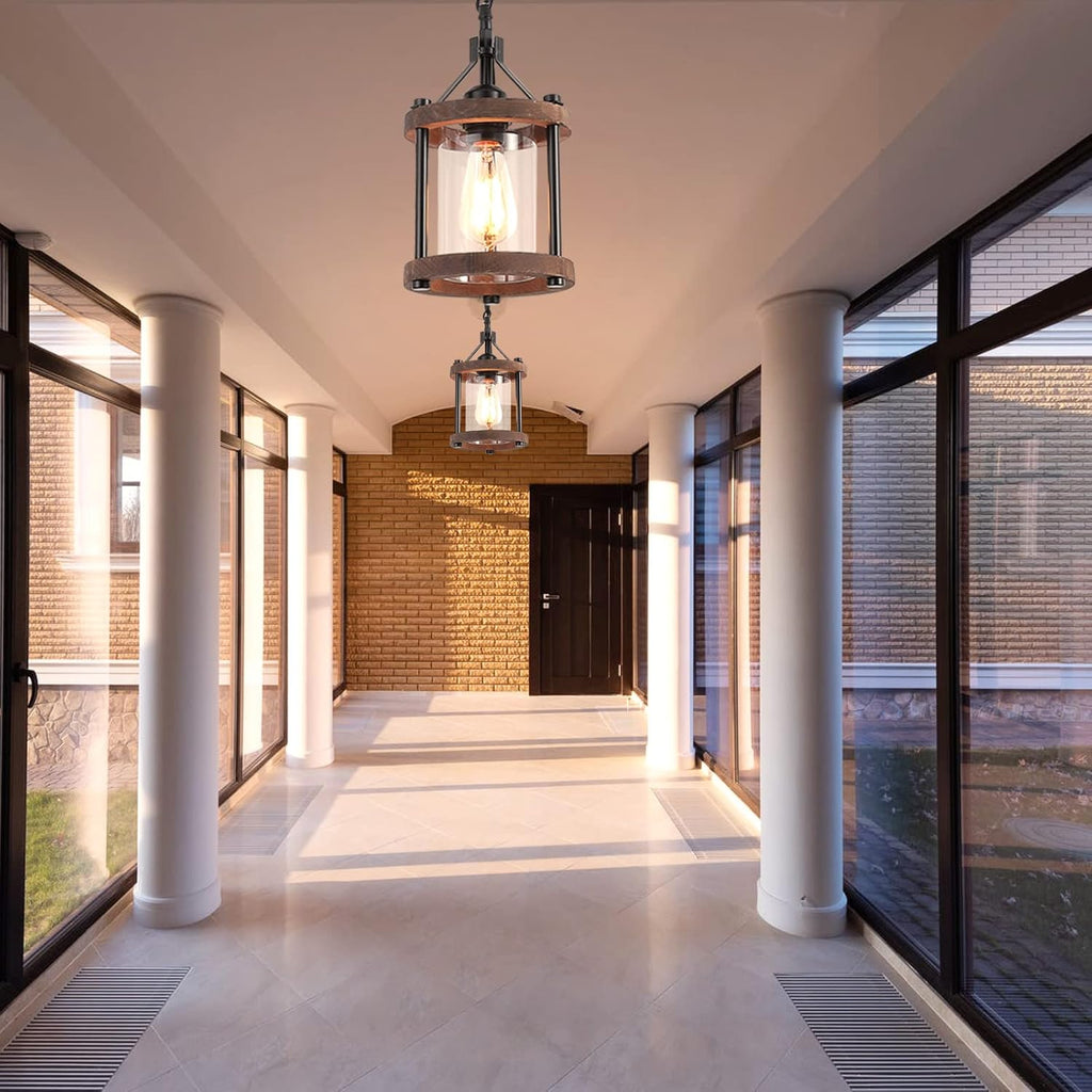 Nordic Pendant Light Fixture – Handcrafted Wood & Glass