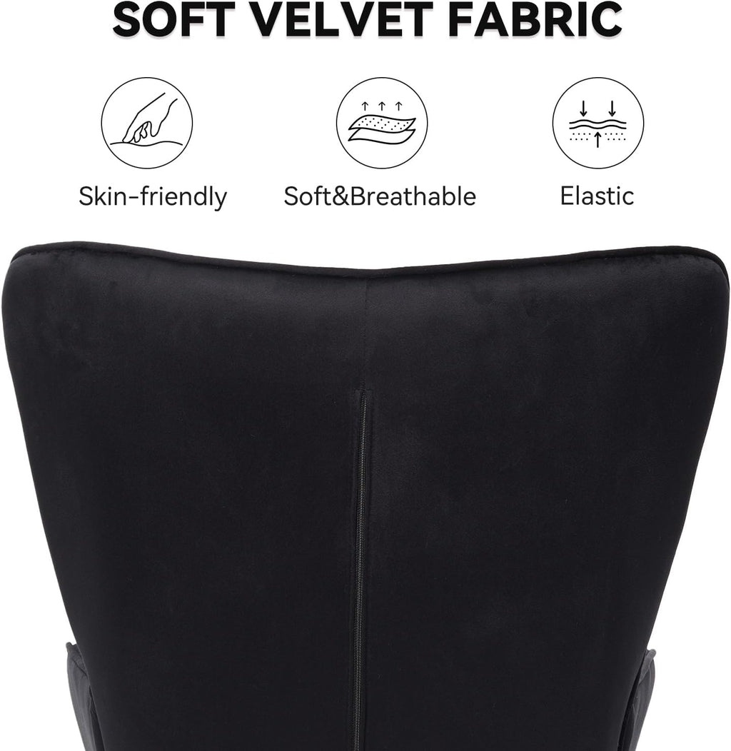 Velvet Tufted Accent Chair with Walnut Wood Legs